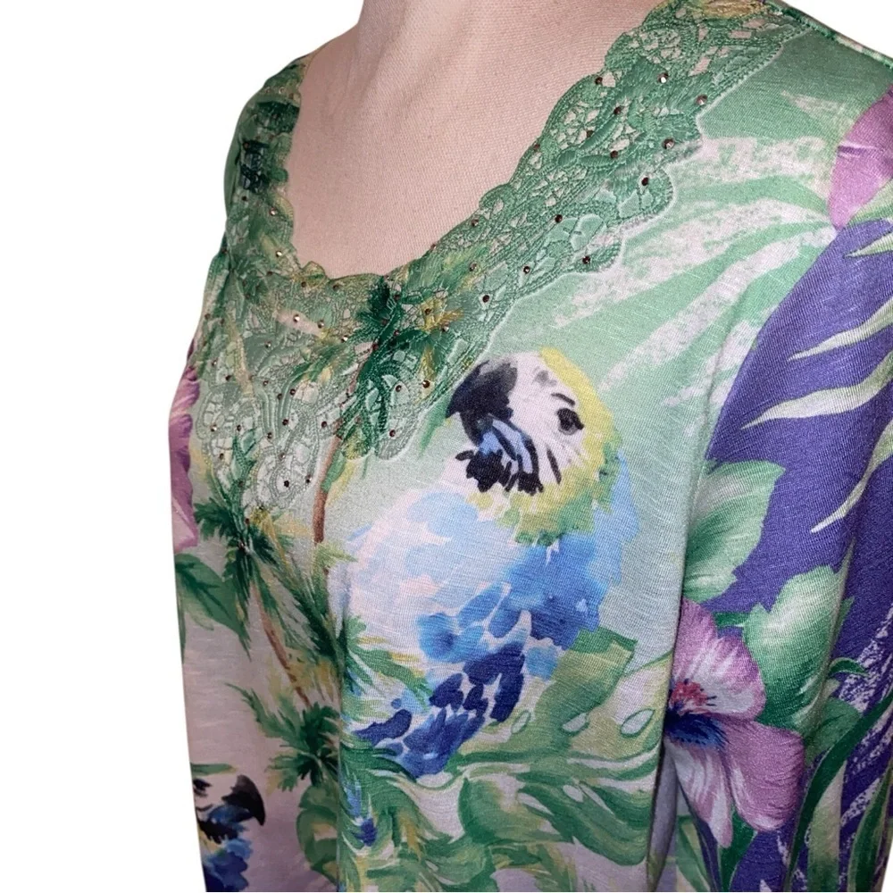 Alfred Dunner Green and Purple Tropical Tunic - Picture 1 of 6